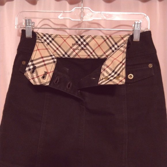 BURBERRY Blue Label, Black Denim Mini Skirt Button-Front (Size-See Measurements) - Picture 10 of 12